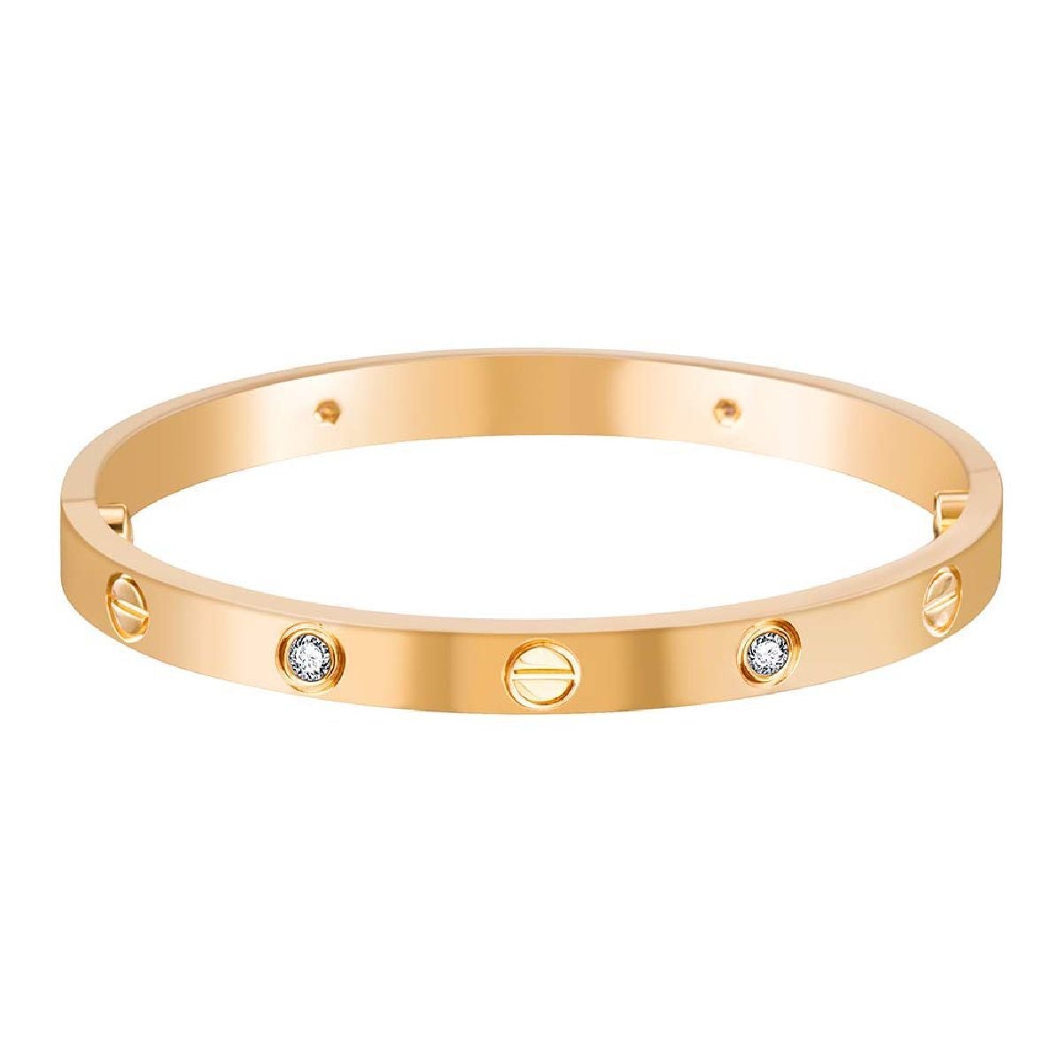 Stainless Steel Gold With CZ Screw Openable Kada Bangle Bulk