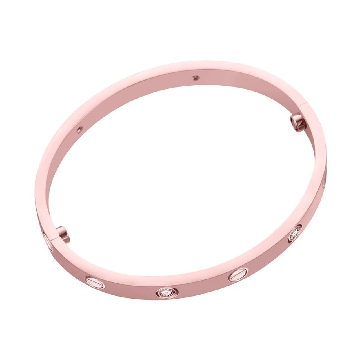 Stainless Steel Gold-Rose With CZ Screw Openable Kada Bangle Bulk