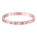Stainless Steel Gold-Rose With CZ Screw Openable Kada Bangle Bulk