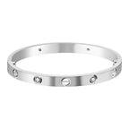 Stainless Steel Silver With CZ Screw Openable Kada Bangle Bulk