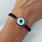 Evil Eye Gold Blue Black Copper Black Threads Adjustable Bracelet Bulk