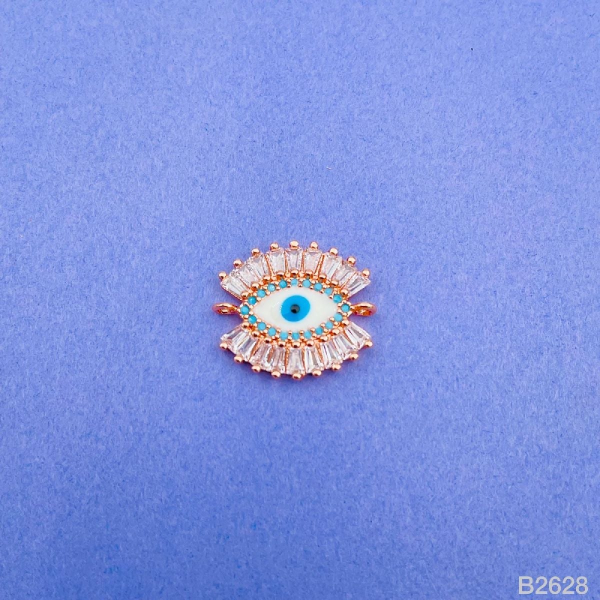 Copper Cubic Zirconia Blue Rose Gold Evil Eye Charm For Women Bulk