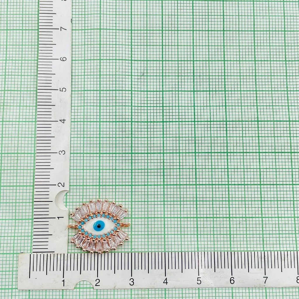 Copper Cubic Zirconia Blue Rose Gold Evil Eye Charm For Women Bulk