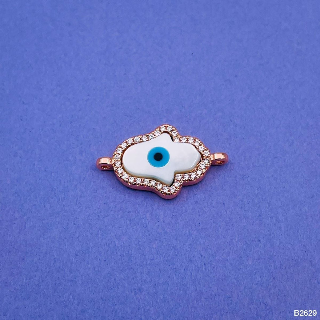 Evil Eye Hamsa Rose Gold Cubic Zirconia Copper Charm For Women Bulk
