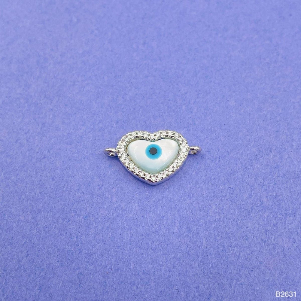 Evil Eye Heart Cubic Zirconia Silver Copper Charm For Women Bulk