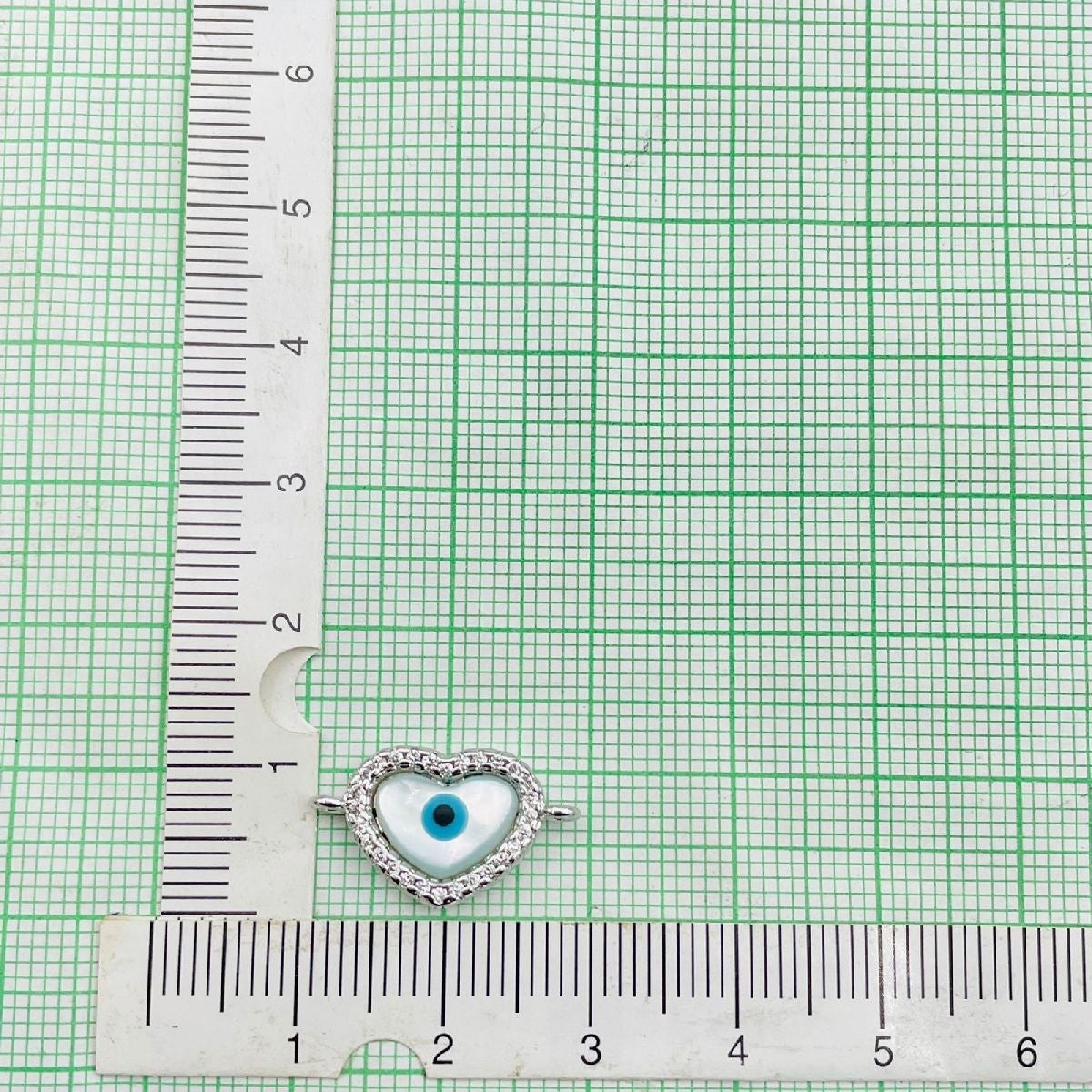Evil Eye Heart Cubic Zirconia Silver Copper Charm For Women Bulk