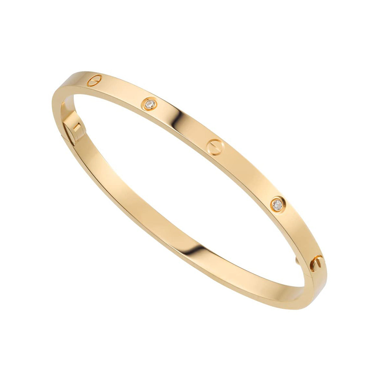 Stainless Steel Cubic Zirconia Screw Bracelet Bangle Kada Gold Bulk