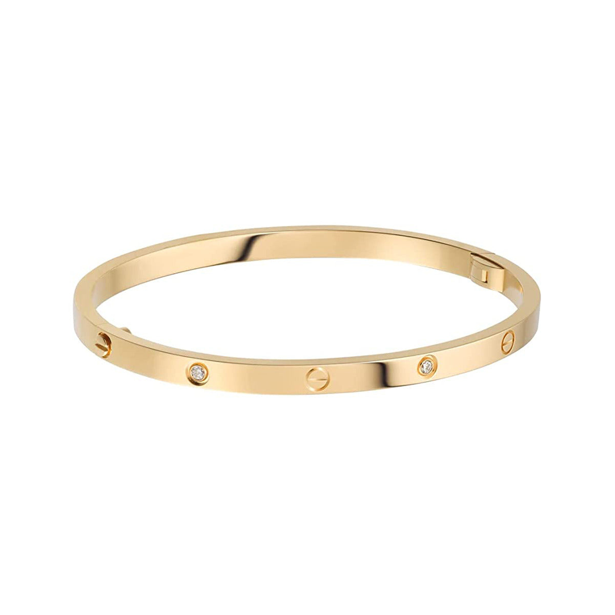 Stainless Steel Cubic Zirconia Screw Bracelet Bangle Kada Gold Bulk