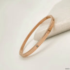 Stainless Steel CZ Screw Bracelet Bangle Kada Rose Gold Bulk