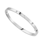 Stainless Steel Cubic Zirconia Screw Bracelet Bangle Kada Silver Bulk
