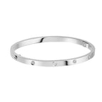 Stainless Steel Cubic Zirconia Screw Bracelet Bangle Kada Silver Bulk