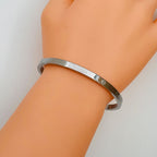 Stainless Steel Screw Bracelet Bangle Kada Women Silver Bulk