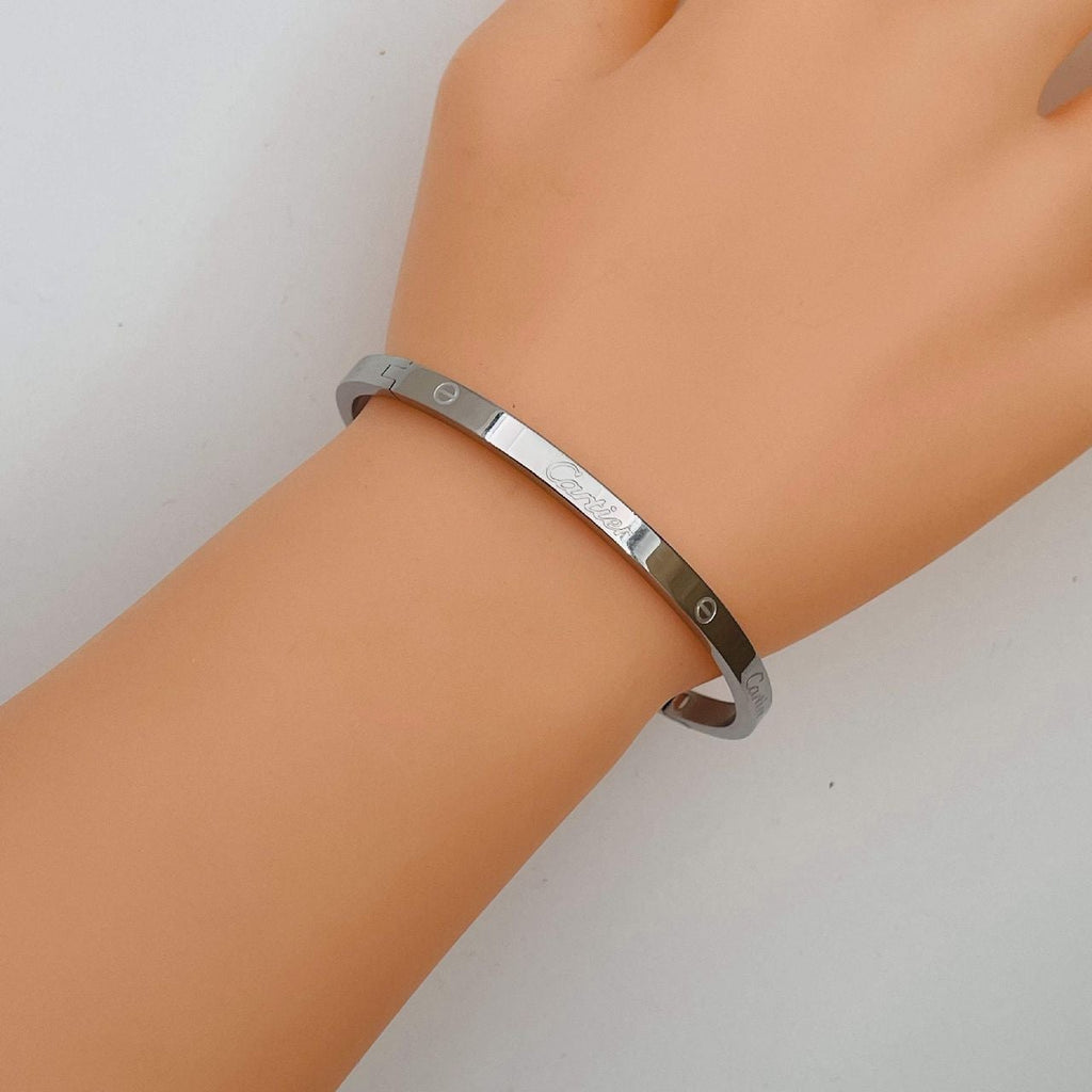 Stainless Steel Screw Bracelet Bangle Kada Women Silver Bulk