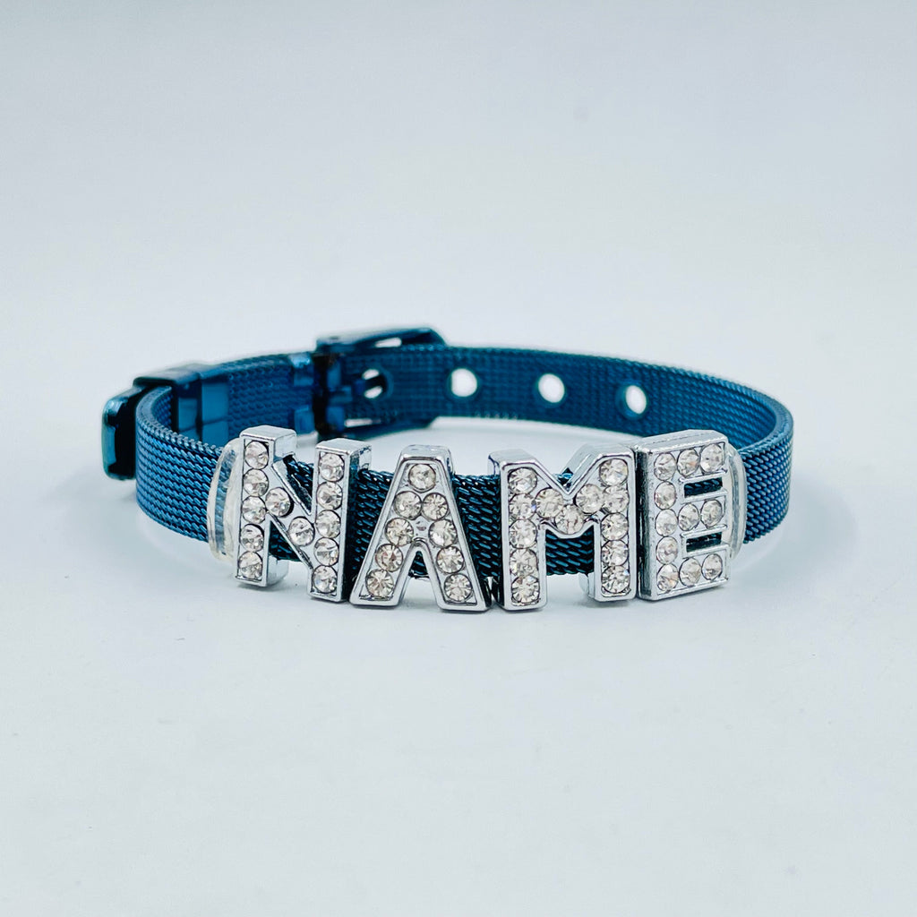 Personalised Name Alphabet Initial Letter Stainless Steel Rhinestone Bracelet