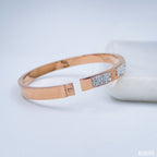 Stainless Steel Cubic Zirconia Rose Gold Screw Bangle Cuff Kada Bulk