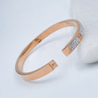 Stainless Steel Cubic Zirconia Rose Gold Screw Bangle Cuff Kada Bulk