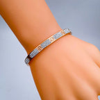 Stainless Steel Cubic Zirconia Rose Gold Screw Bangle Cuff Kada Bulk
