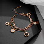 Roman Rose Gold Stainless Steel Layered Bracelet For Women Bulk