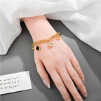 Roman Rose Gold Stainless Steel Layered Bracelet For Women Bulk