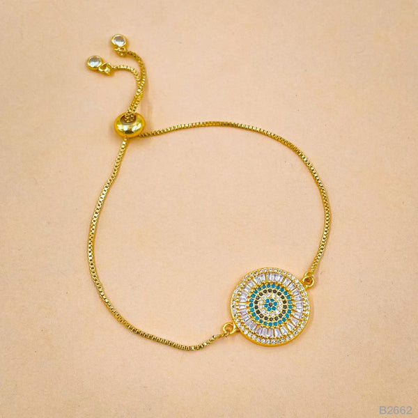 Evil Eye Baguette CZ Crystal Copper Gold Slider Bracelet Bulk Main image