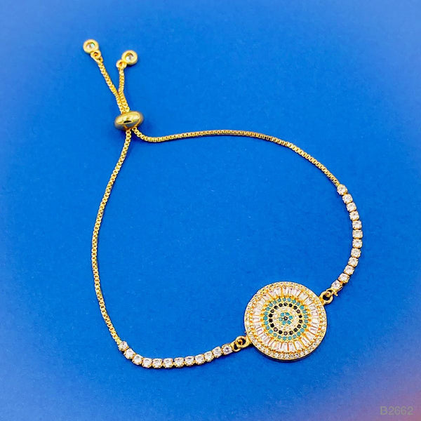 Evil Eye Baguette CZ Crystal Copper Gold CZ Slider Bracelet Bulk Main image