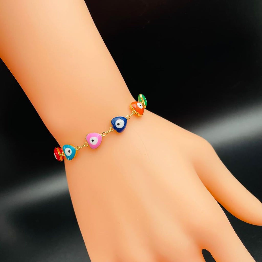 Copper Enamel Evil Eye Heart Gold Multicolour Bracelet For Women Bulk