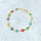 Copper Enamel Evil Eye Round Gold Multicolour Bracelet For Women Bulk