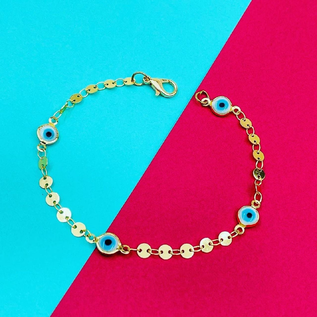 Copper Enamel Evil Eye Round White Blue Bracelet For Women Bulk