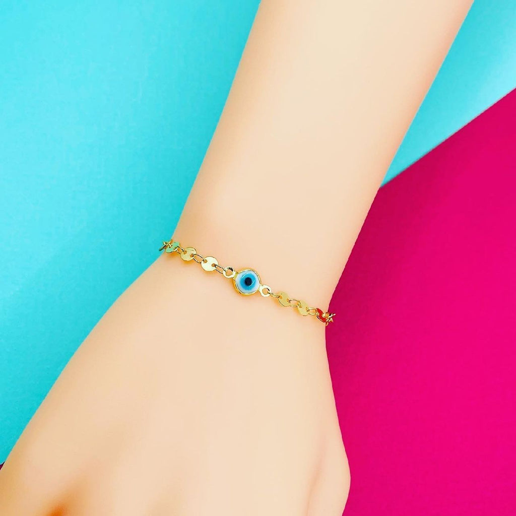 Copper Enamel Evil Eye Round White Blue Bracelet For Women Bulk