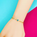 Copper Enamel Evil Eye Round White Blue Bracelet For Women Bulk