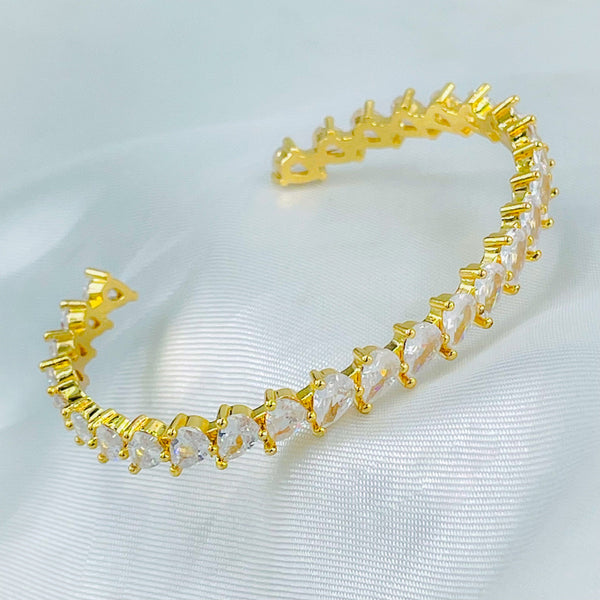 Pear Drop Cubic Zirconia Crystal Gold Bangle Kada Cuff For Women Bulk Main image