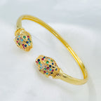 Panther Studded Gold Copper Adjustable bangle Kada Cuff for Women
