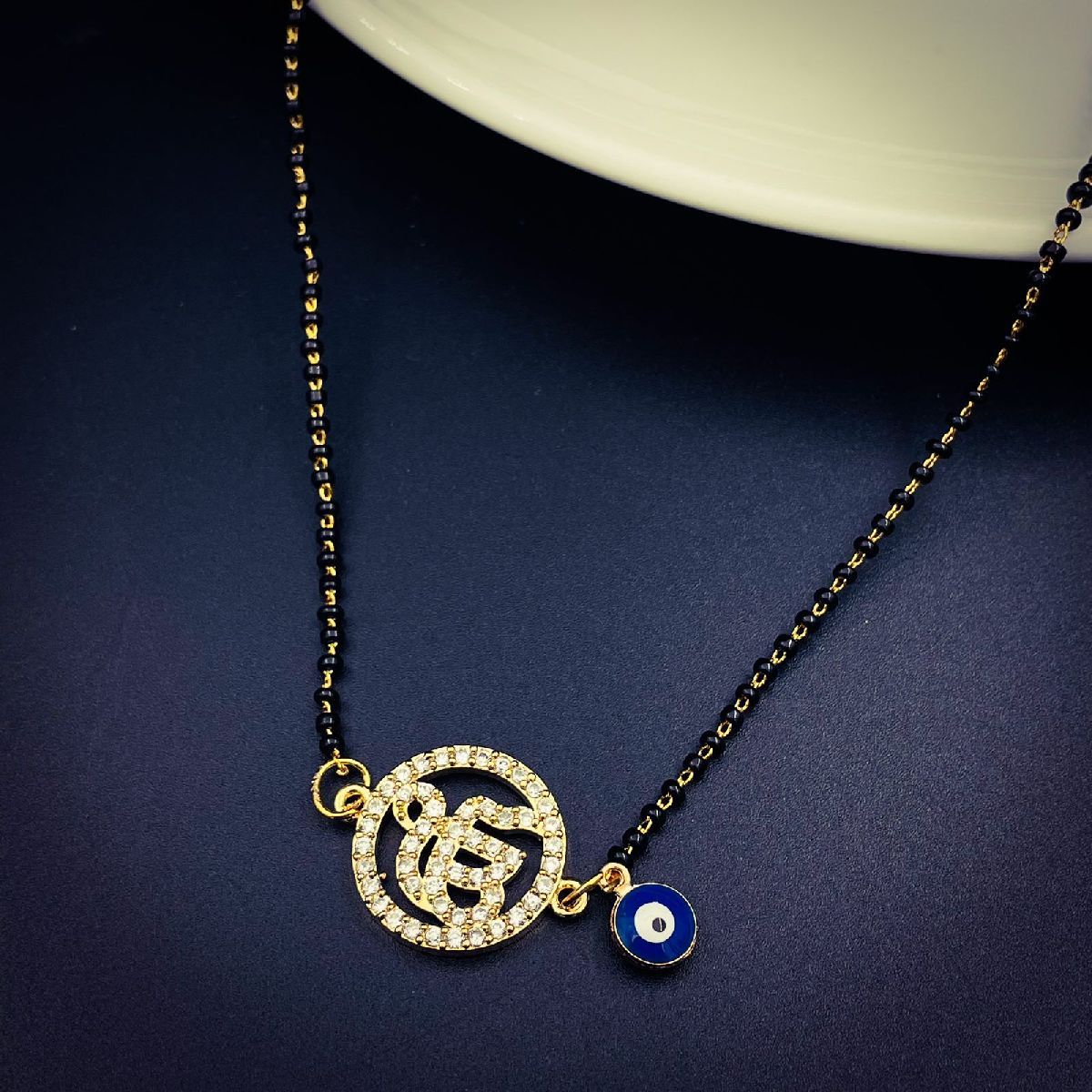 Evil Eye Ek Onkar Copper Gold Black Bead Enamel Neck Mangalsutra Bulk Main image