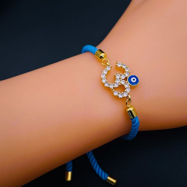 Copper Om Aum Evil Eye Cubic Zirconia 18K Gold Thread Bracelet Bulk Secondary image