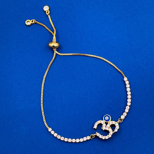 Copper Om Aum Evil Eye CZ Gold Adjustable Slider Bracelet Bulk Main image