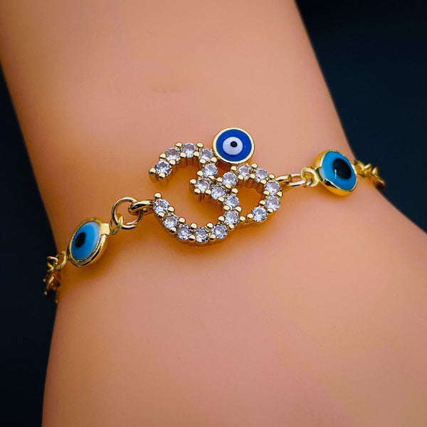 Copper Om Aum Evil Eye Cubic Zirconia 18K Gold Bracelet for Women Secondary image