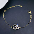 Om Aum Evil Eye Cubic Zirconia Gold Hand Mangalsutra Bracelet Bulk