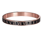 Roman Black Enamel Rose Gold Stainless Steel Openable Bangle Kada