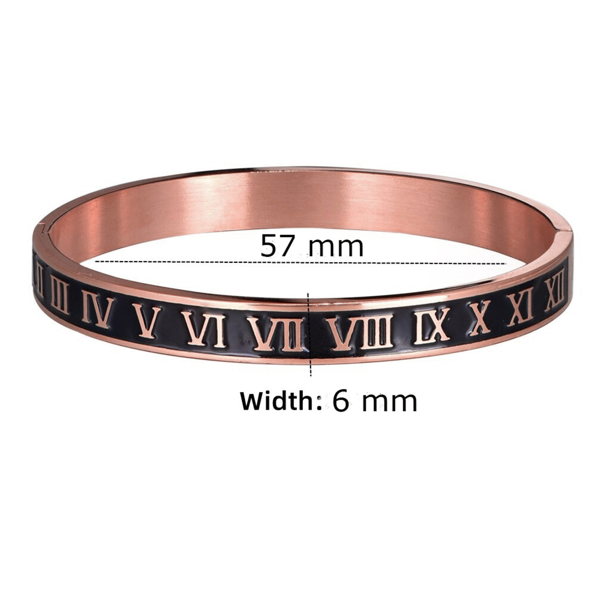 Roman Black Enamel Rose Gold Stainless Steel Openable Bangle Kada
