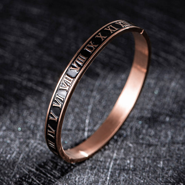 Roman Black Enamel Rose Gold Stainless Steel Openable Bangle Kada Secondary image