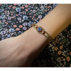 Cubic Zirconia Evil Eye Rose Gold Stainless Steel Bangle Kada Bulk