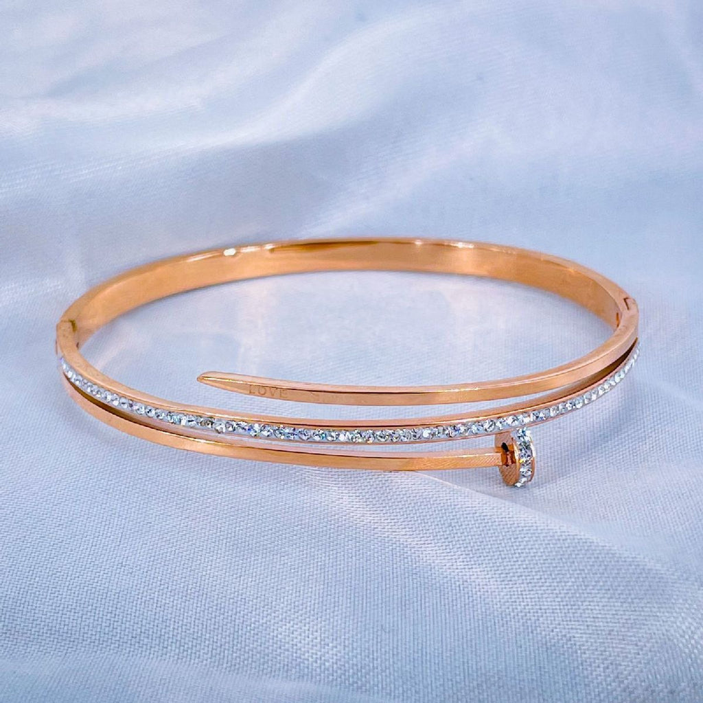 Gothic Nail CZ Rose Gold Stainless Steel Openable Kada Bulk