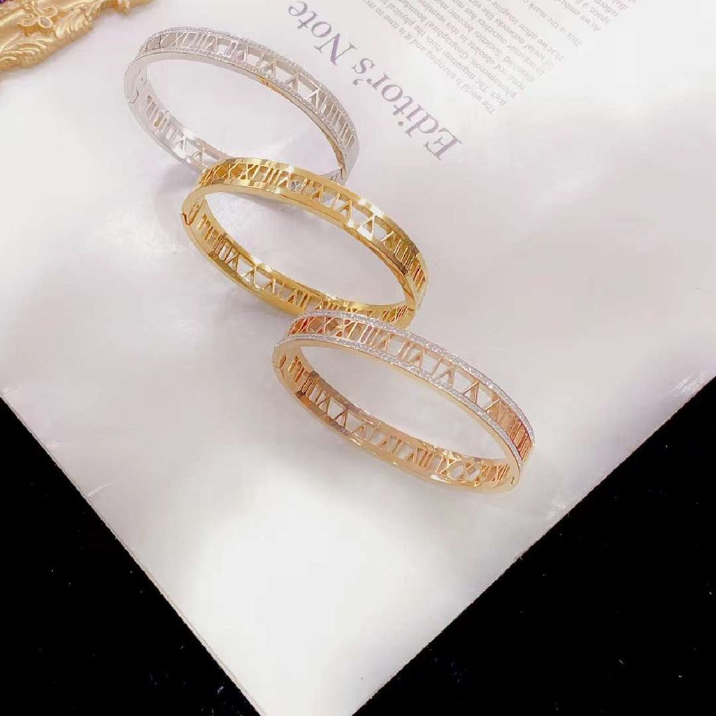 Roman Cubic Zirconia Rose Gold Stainless Steel Openable Kada Bulk