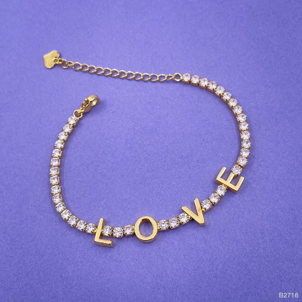 Love Cubic Zirconia 18K Gold Copper Tennis Bracelet For Women Bulk