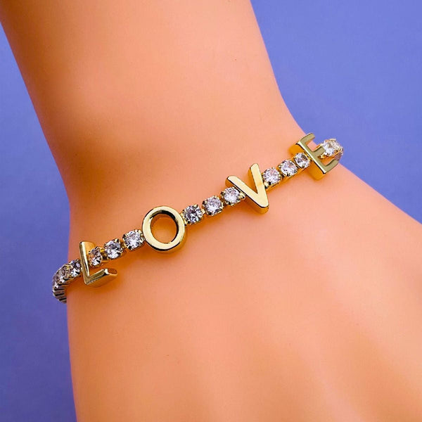 Love Cubic Zirconia 18K Gold Copper Tennis Bracelet For Women Bulk Secondary image