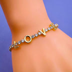Love Cubic Zirconia 18K Gold Copper Tennis Bracelet For Women Bulk