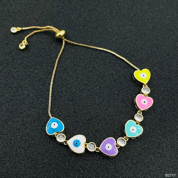 Valentine neon hearts evil eye 18k gold copper adjustable bracelet Main image