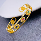 Copper Crystal Gold Multicolor Eyelash Evil Eye Cuff Kada Bangle Bulk