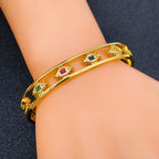 Copper Crystal Gold Multicolor Eyelash Evil Eye Cuff Kada Bangle Bulk