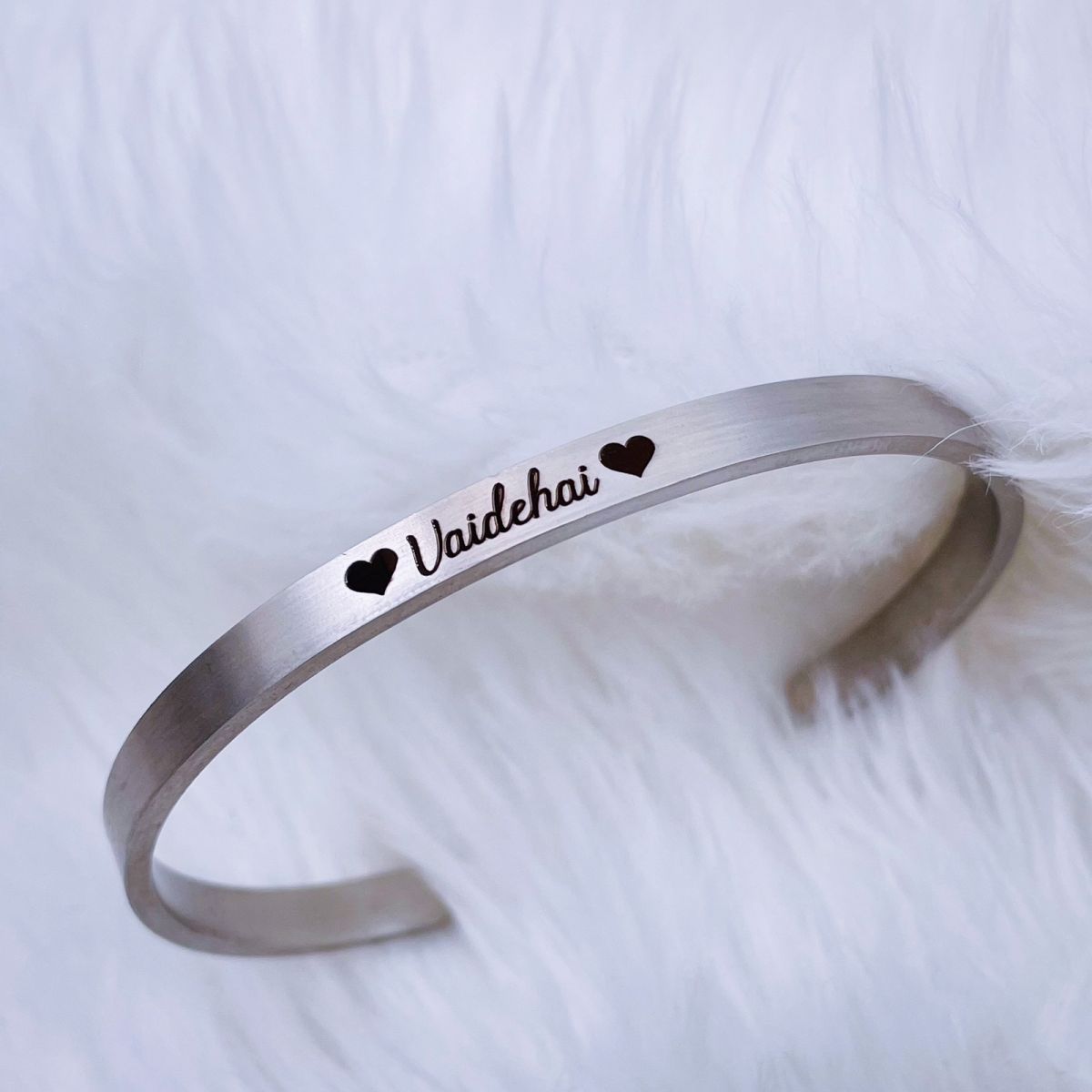 5mm Matte Finish 316 Surgical Stainless Steel Customized Personalised Laser Engraved Free Size Cuff Kada Bangle Bracelet Unisex Main image